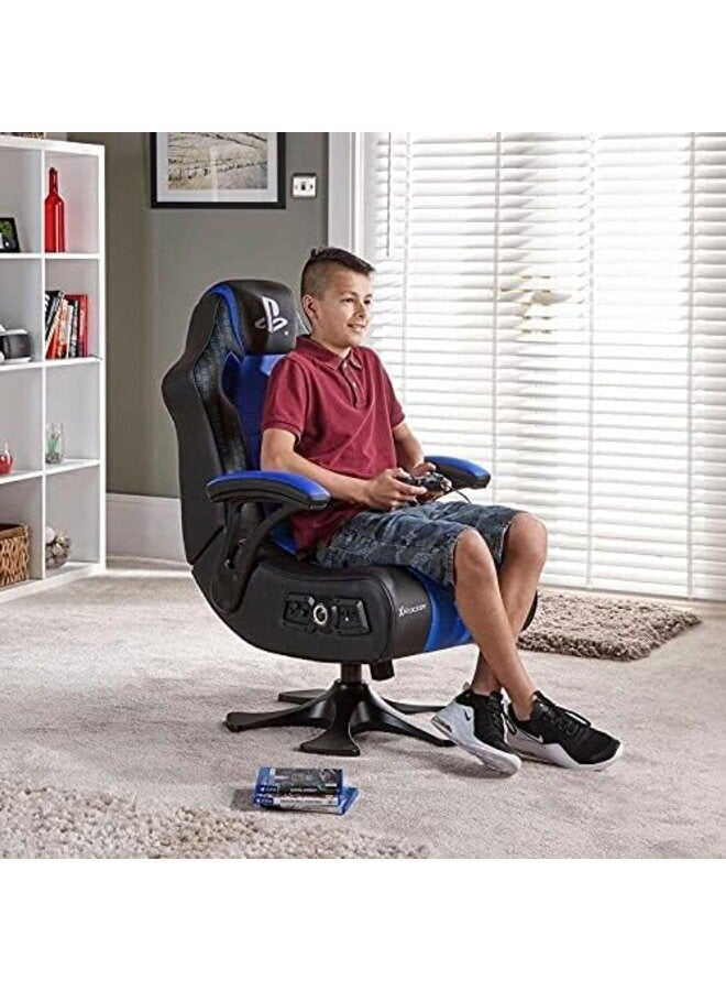 X-Rocker 43322 Legend Gaming Chair, Built-in Subwoofer, Supportive Armrests, 2.1 Audio System, Wireless and Bluetooth Connectivity, Black / Blue | 5139401