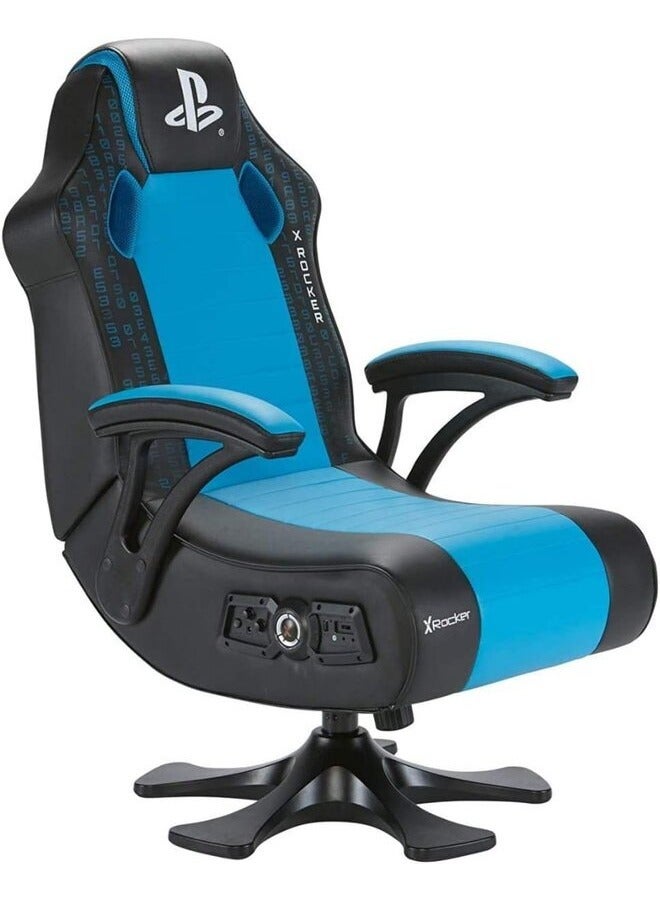 X-Rocker 43322 Legend Gaming Chair, Built-in Subwoofer, Supportive Armrests, 2.1 Audio System, Wireless and Bluetooth Connectivity, Black / Blue | 5139401
