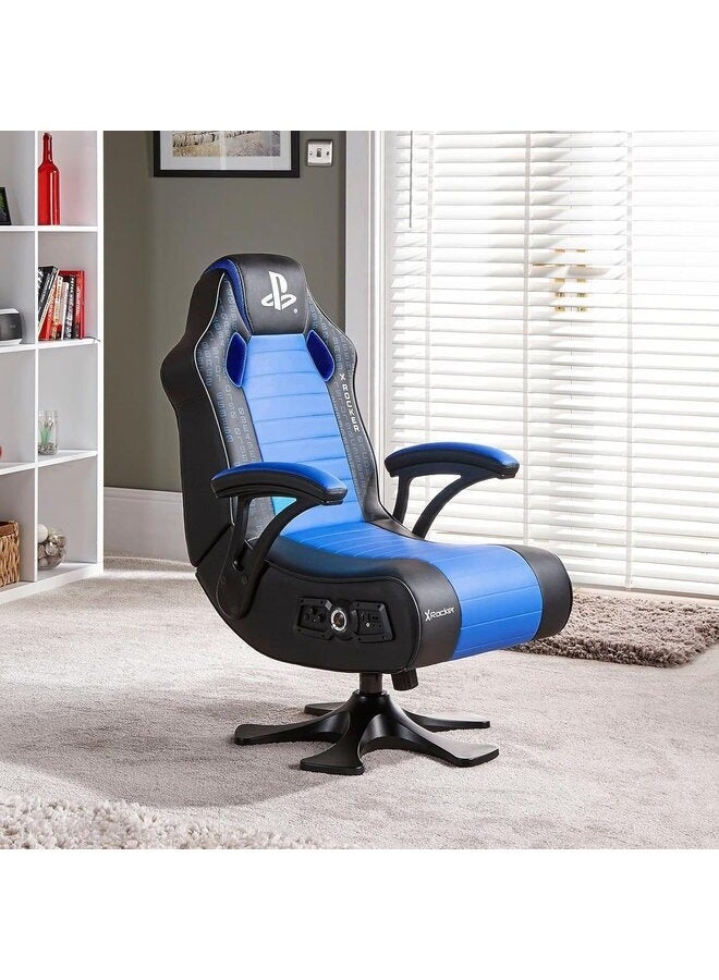 X-Rocker 43322 Legend Gaming Chair, Built-in Subwoofer, Supportive Armrests, 2.1 Audio System, Wireless and Bluetooth Connectivity, Black / Blue | 5139401