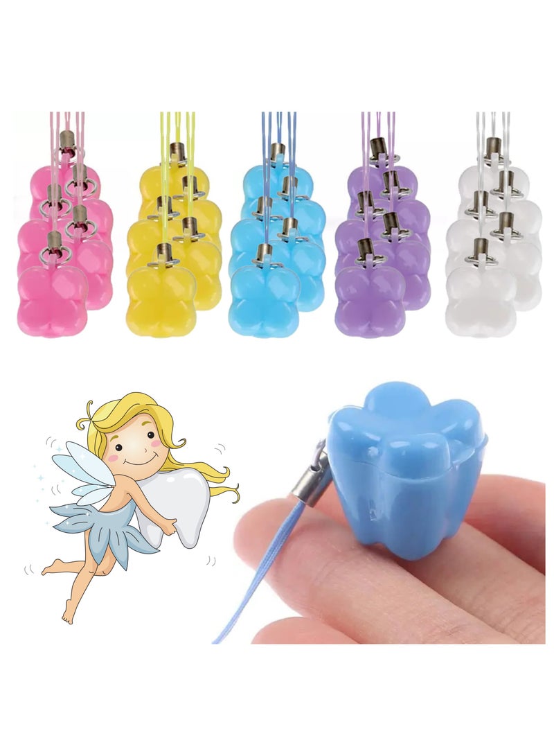 50 Colorful Tooth Holders for Kids Keepsake, Plastic Tooth Necklace and Cases for Lost Baby Teeth, Perfect for Storing Milk Teeth