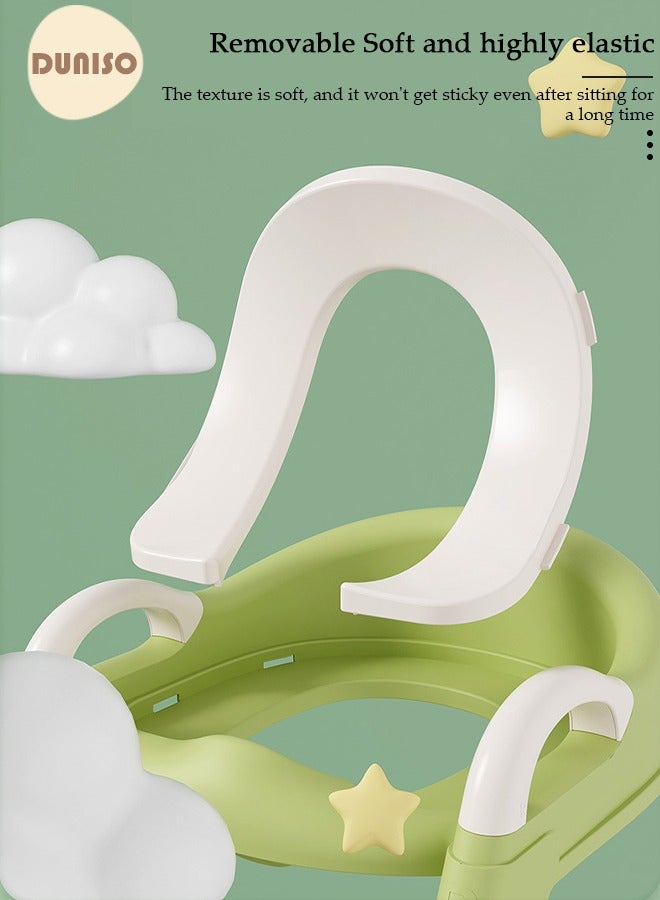 Kids' Potty Training Toilet Seat , Toddler Toilet Seat With Step Stool Ladder, Foldable Toddler Potty Seat For Toilet With Non-Slip Design, Adjustable Height For Baby Kids 2 To 5 Years Boys Girls Lemon Green Pvc