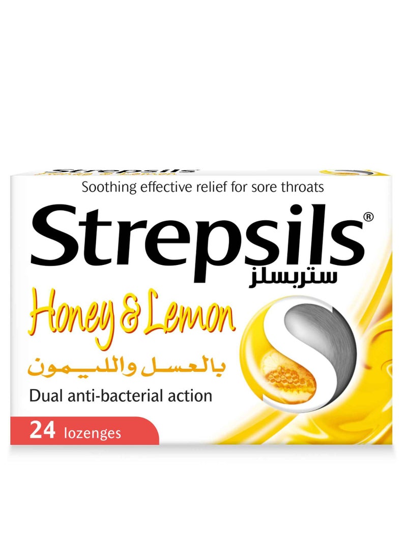 Honey And Lemon Dual Anti-Bacterial Action Fast Effective Relief from Sore Throats 24 Lozenges