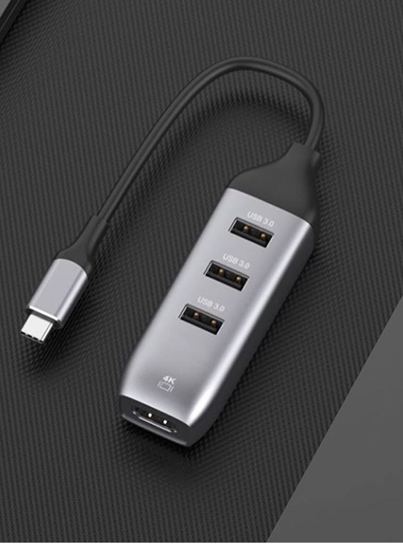 USB C to HDMI Adapter with 3 USB 3.0 Ports and 4K Output for MacBook Pro, iPad, XPS, Surface, and Android Devices