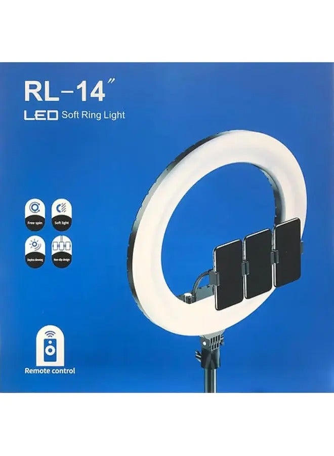 14-Inch LED Ring Light with Adjustable Tripod and Triple Phone Holders – Great for YouTube and TikTok Filming