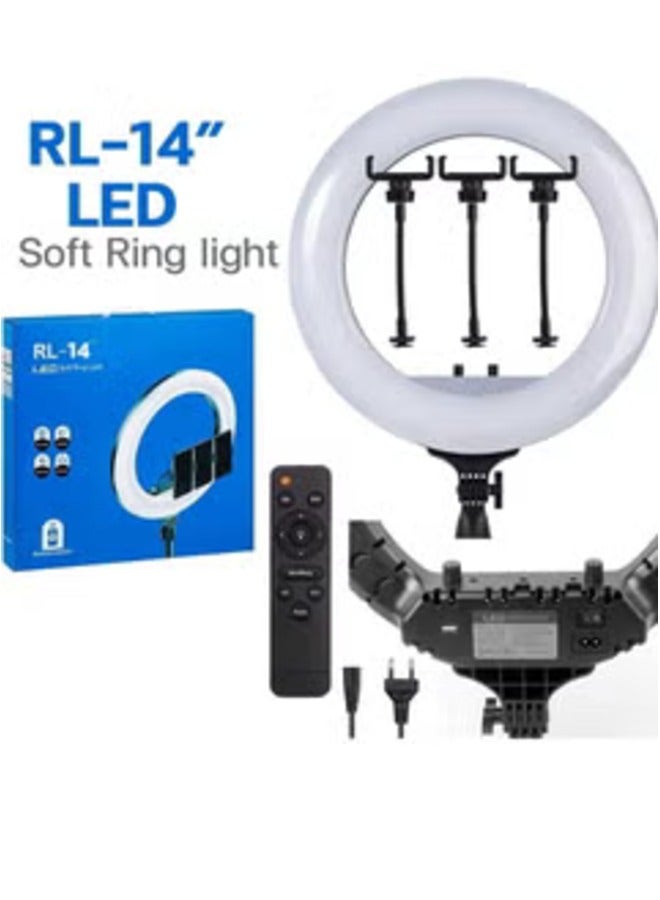 14-Inch LED Ring Light with Adjustable Tripod and Triple Phone Holders – Great for YouTube and TikTok Filming
