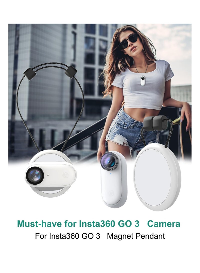 Magnetic Pendant Holder for Insta 360 GO 3 Action Camera, Magnetic Holder with Quick Release Neck Strap as Insta360 GO 3 Accessories for Photography (White)