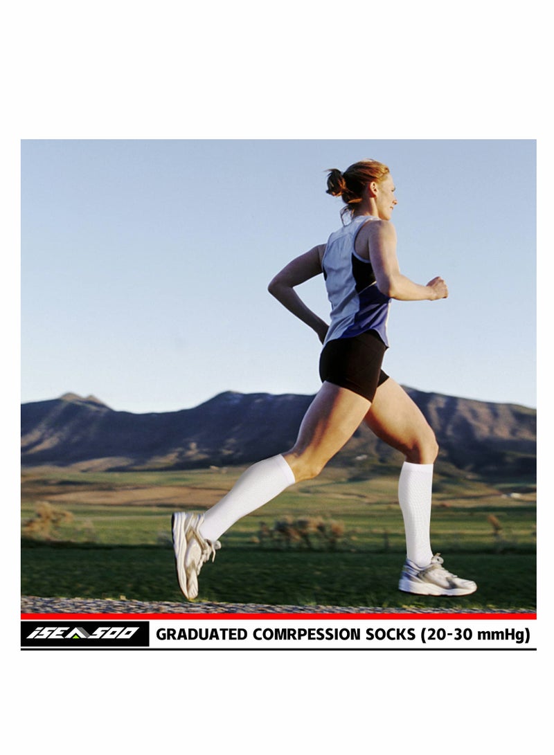 Compression Socks for Men & Women - 4 Pairs, 20-30 mmHg, Ideal for Athletic Performance, Travel, Running, Fitness, Alleviate Calf Pain & Enhance Recovery (L/XL)