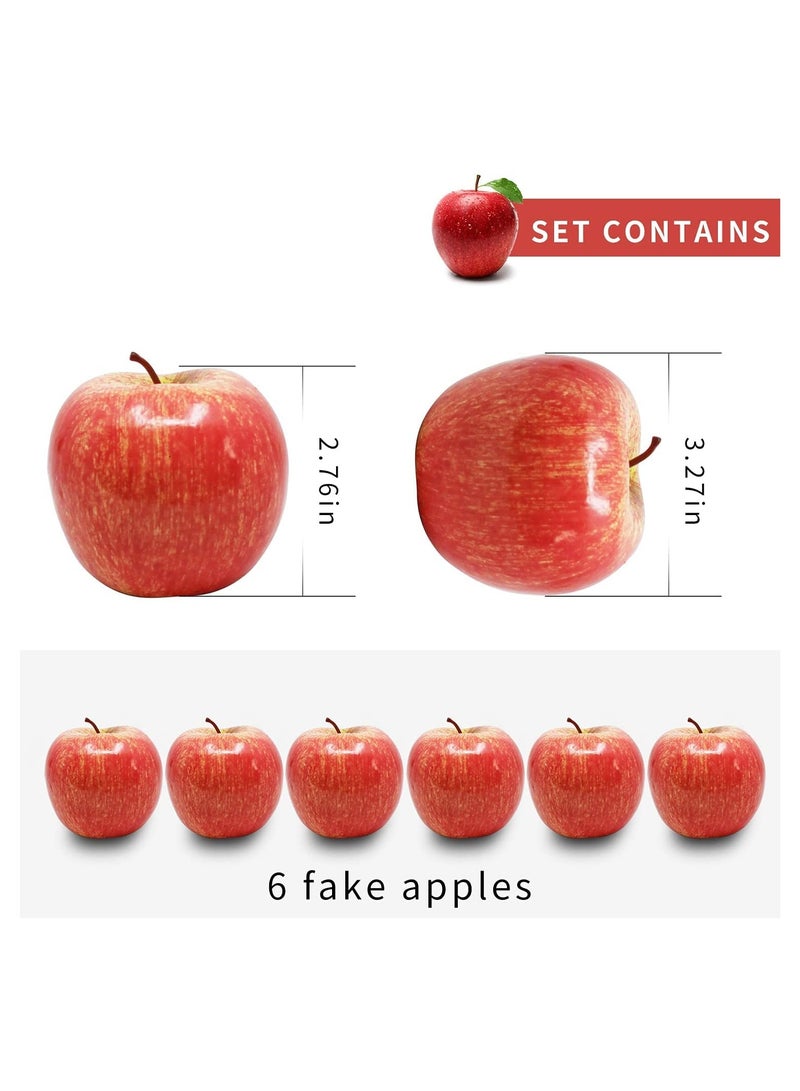 Fruit Apples Set of 6 Artificial Fruits Lifelike Simulation Red Apples Fake Fruits for Home House Display Decoration Still Life Paintings Kitchen Decor Wedding Party