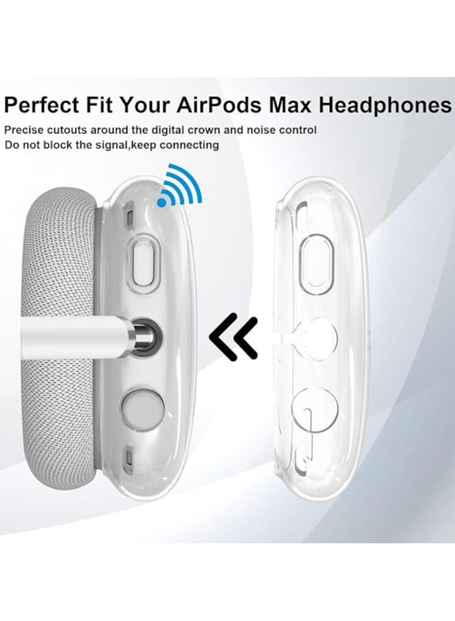 3-in-1 Accessories Case Protector Cover for Airpods Max White，Silicone Case Cover for AirPods Max Headphones,Anti-Scratch Ear Pad Case Cover/Clear TPU Ear Cups Cover/Headband Cover for AirPods Max