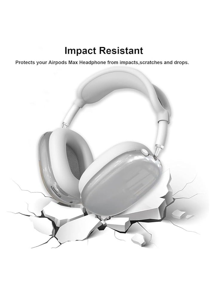 3-in-1 Accessories Case Protector Cover for Airpods Max White，Silicone Case Cover for AirPods Max Headphones,Anti-Scratch Ear Pad Case Cover/Clear TPU Ear Cups Cover/Headband Cover for AirPods Max
