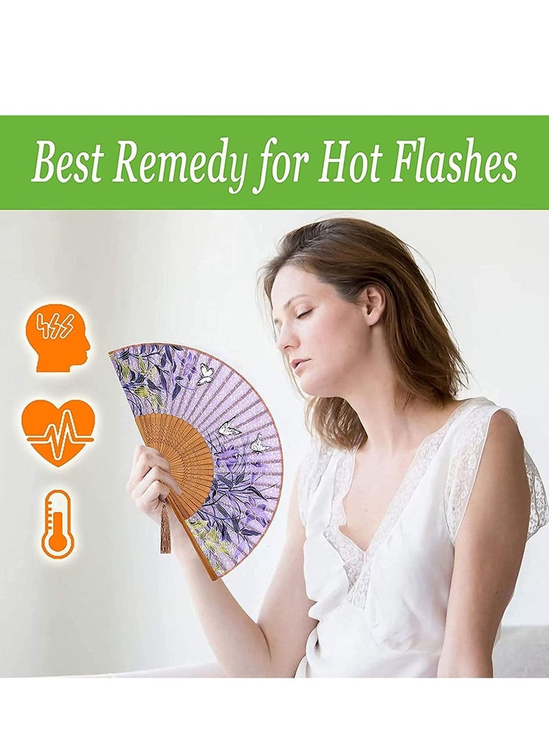 Small Folding Hand Fan for Women Chinese Japanese Vintage Bamboo Silk Fans Dance, Performance, Decoration, Wedding, Party, Gift