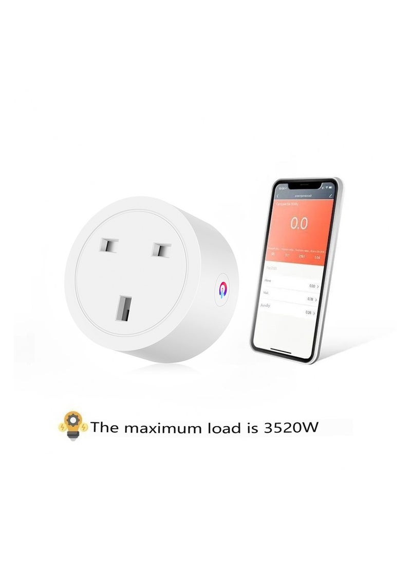 Smart socket with Wi-Fi, consumption monitoring, Yandex Alisa, Marusia, Google Home, Smart Power Plug 16A