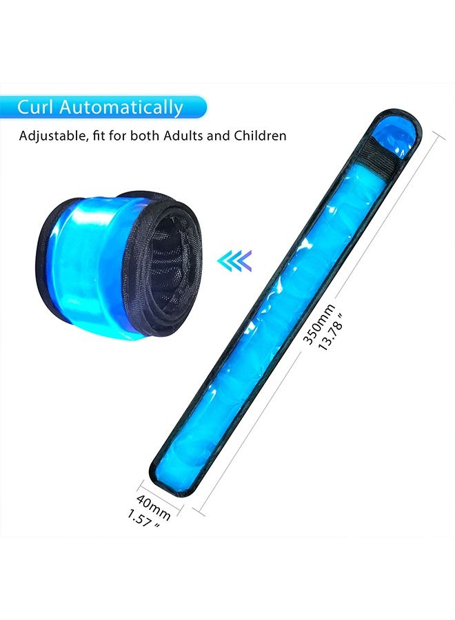 2 Pieces Adjustable LED Armband Slap Bracelets Safety Flashing Glow in The Dark Night  For Joggers, Cyclists, Runners, Campers Outdoor Sports For Men Women-Blue