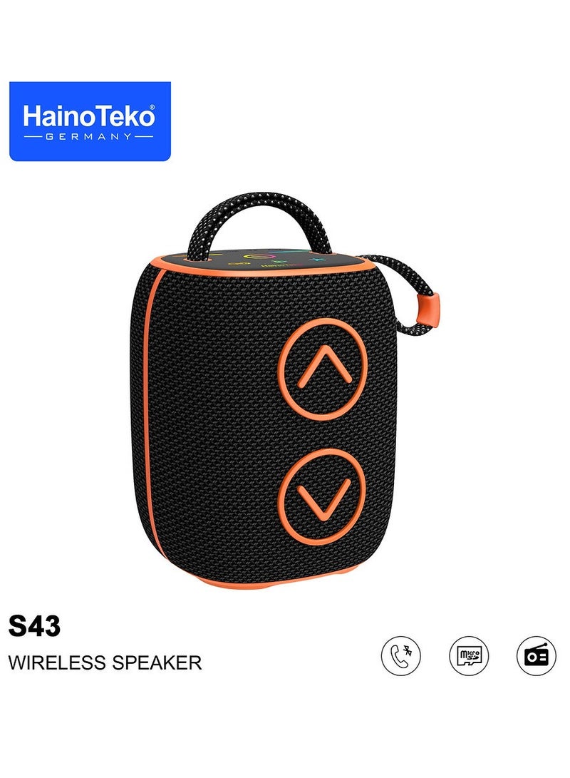 Haino Teko Germany S43 Portable Speaker With Button Control and RGB Colour Black