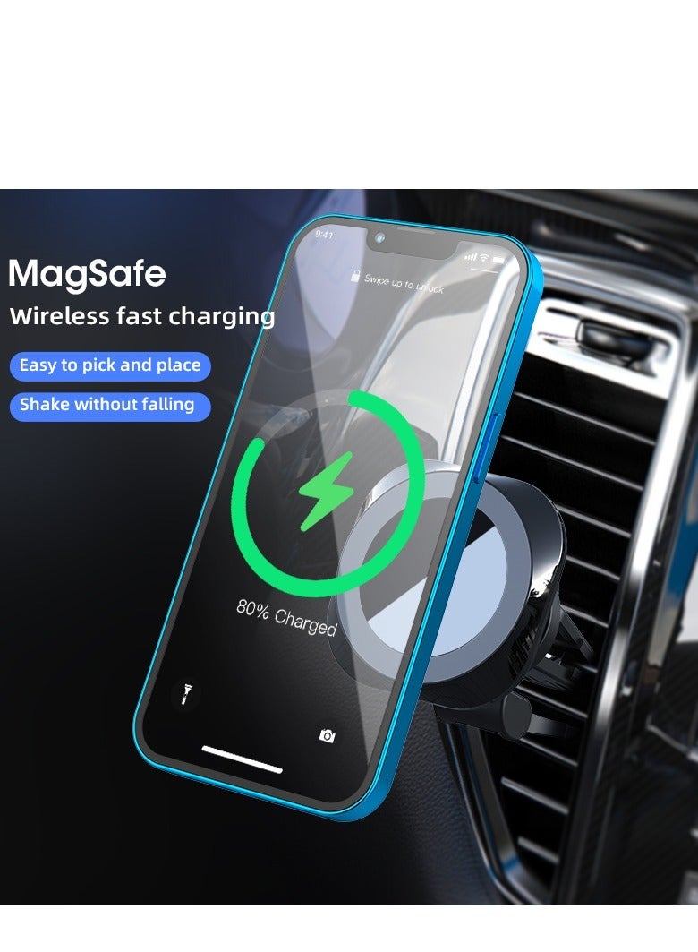 Magnetic Wireless Charger Car Air Vent Mount 15W Fast Charging Magsafing Magnetic Car Wireless Charger For iPhone