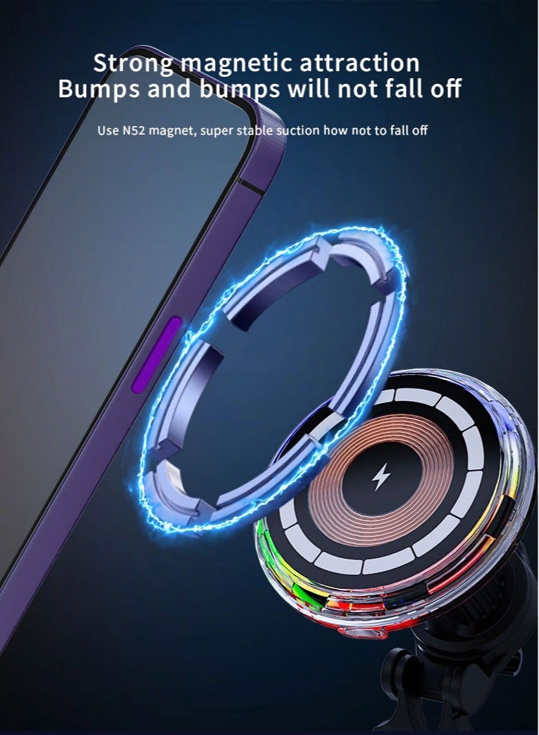 LED Light Ring 15W Fast Wireless Charging Car Charger For Magnetic Wireless Car Phone Holder