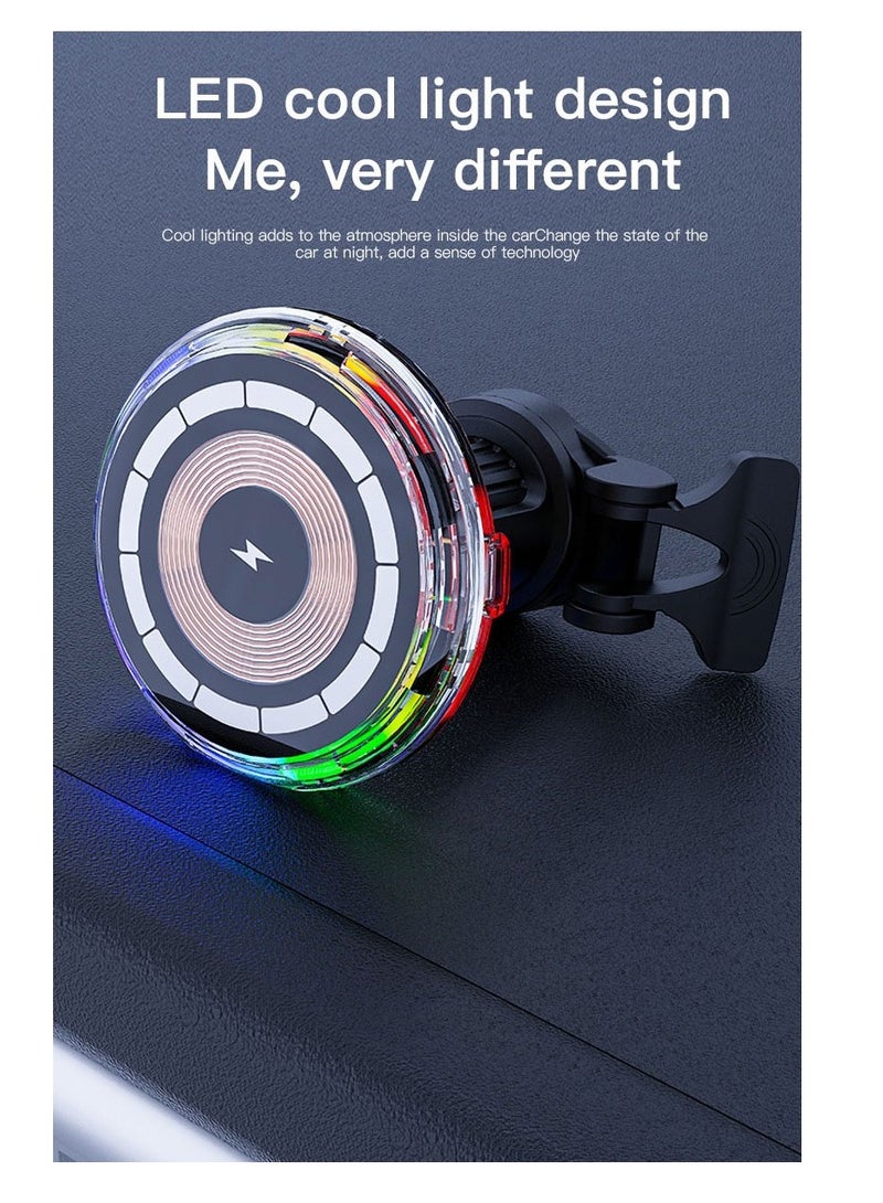 LED Light Ring 15W Fast Wireless Charging Car Charger For Magnetic Wireless Car Phone Holder