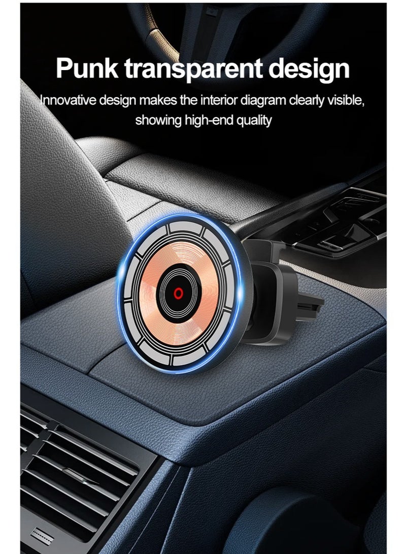 Magnetic Wireless Car Charger, Wireless Car Charger for iPhone, 15W Magnetic Pad Air Vent Holder