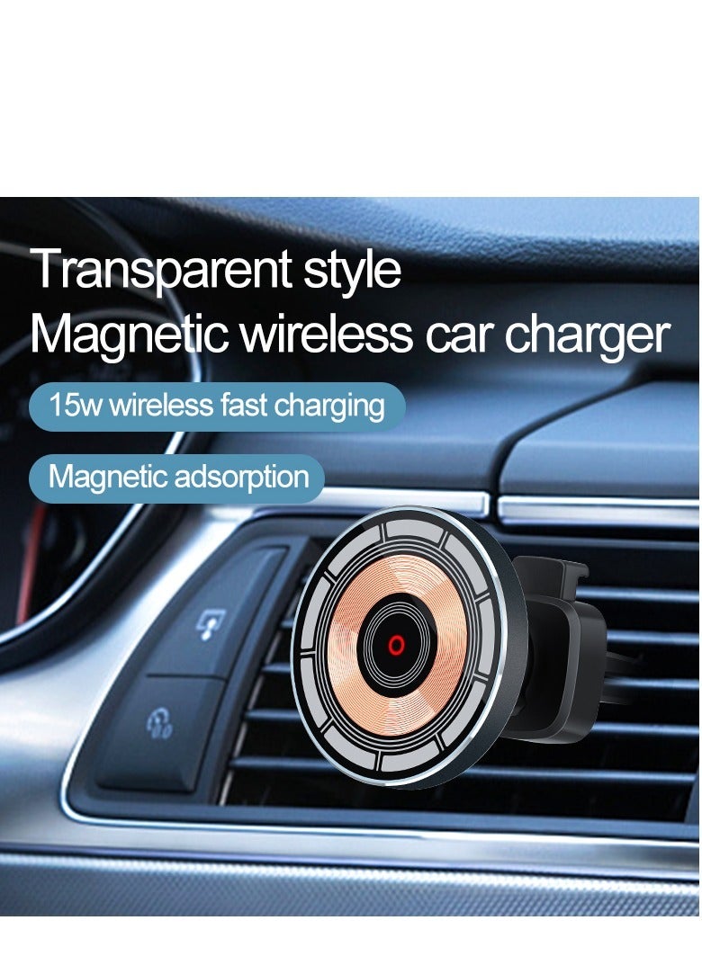 Magnetic Wireless Car Charger, Wireless Car Charger for iPhone, 15W Magnetic Pad Air Vent Holder