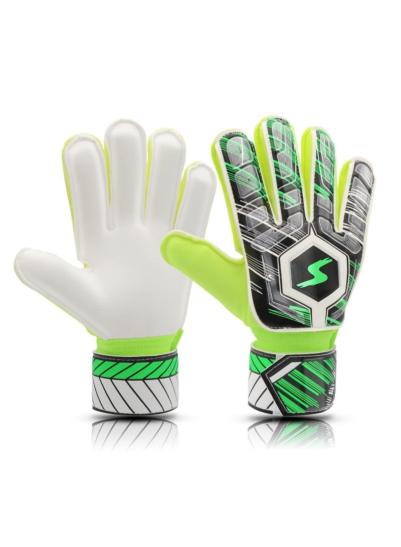 Kids Football Gloves for Training, Youth Soccer Goalkeeper Gear with Strong Grip Palms, Ideal for Boys and Children in Green