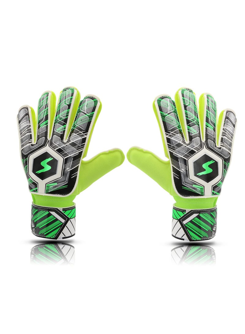 Kids Football Gloves for Training, Youth Soccer Goalkeeper Gear with Strong Grip Palms, Ideal for Boys and Children in Green