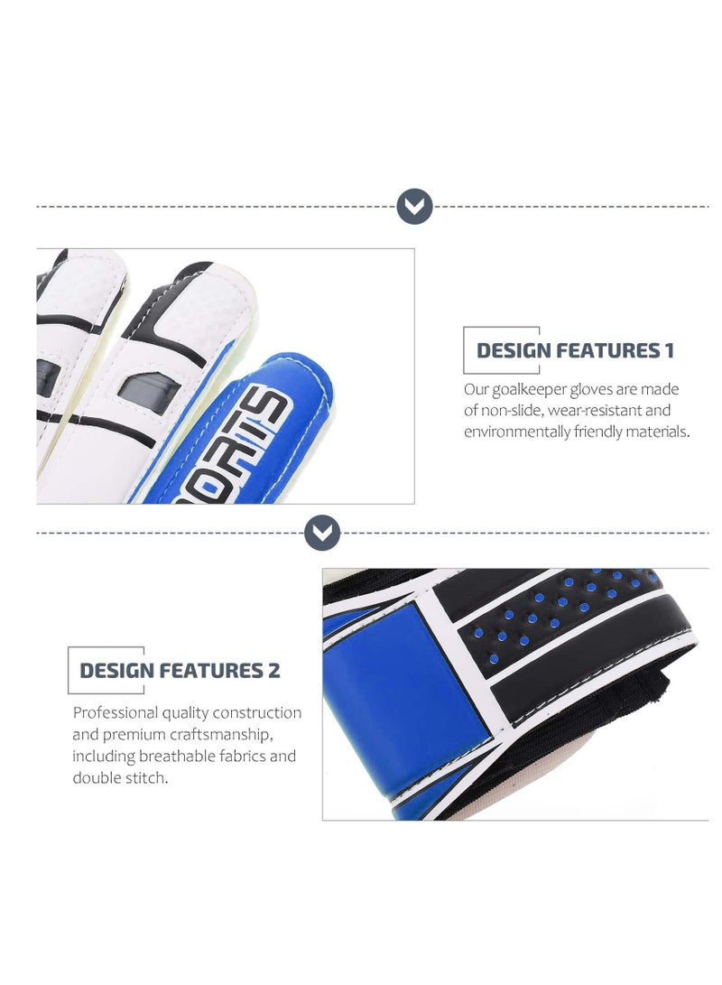 Kids Football Gloves for Youth, Soccer Goalkeeper Training Gear with Strong Grip Palms, Ideal for Boys and Children in Blue