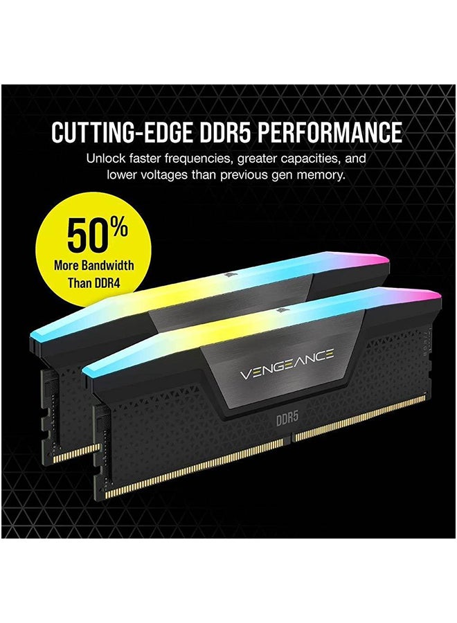 VENGEANCE RGB 32GB (2x16GB) DDR5 288-Pin Dual Channel Desktop Memory Kit, 6800 MHz Tested Speed, 40-50-50-110 Latency, Intel XMP 3.0 Chipset, Overclock PMIC, Black
