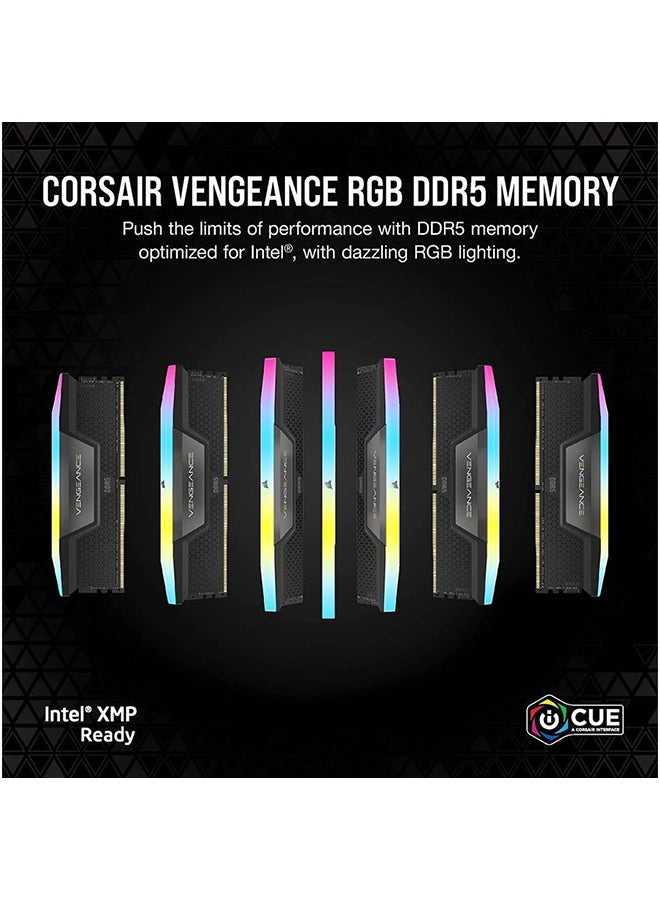 VENGEANCE RGB 32GB (2x16GB) DDR5 288-Pin Dual Channel Desktop Memory Kit, 6800 MHz Tested Speed, 40-50-50-110 Latency, Intel XMP 3.0 Chipset, Overclock PMIC, Black