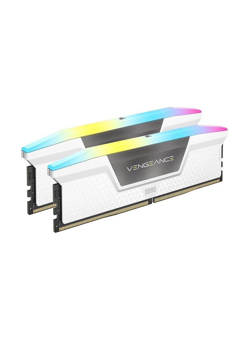 VENGEANCE RGB 32GB (2 x 16GB) DDR5 Desktop Memory Kit, 6000MHz Speed, CAS 40 Latency, 1.35 Voltage, XMP 3.0 / Intel 600 / 700 Series Compatibility, White
