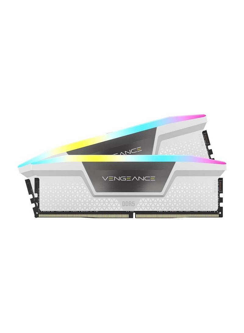 VENGEANCE RGB 32GB (2 x 16GB) DDR5 Desktop Memory Kit, 6000MHz Speed, CAS 40 Latency, 1.35 Voltage, XMP 3.0 / Intel 600 / 700 Series Compatibility, White
