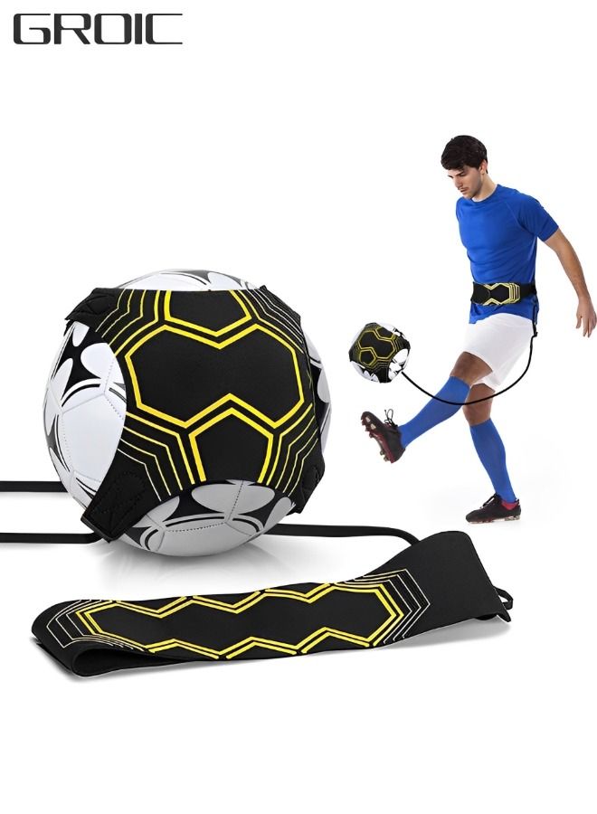 Soccer Trainer Hands-Free Adjustable Solo Soccer Trainer Adjustable Football Training Belt Solo Football Trainer for Volleyball Control Skills Juggling Kicking Practice - Fits All Ball Size