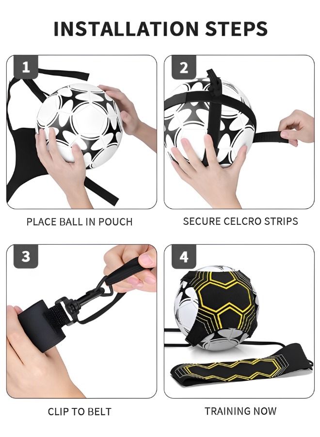 Soccer Trainer Hands-Free Adjustable Solo Soccer Trainer Adjustable Football Training Belt Solo Football Trainer for Volleyball Control Skills Juggling Kicking Practice - Fits All Ball Size