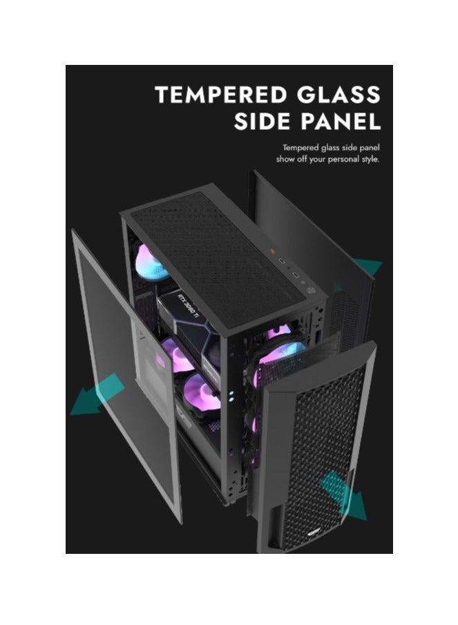 darkFlash DF2100 Mesh E-ATX, ATX, ITX, M-ATX, Gaming PC Case, Pre Installed 4 ARGB Fans, Tempered Glass Panels and, 9 GPU PCI Slots, Compatible with 360mm Radiator, USB 3.0, Computer Case