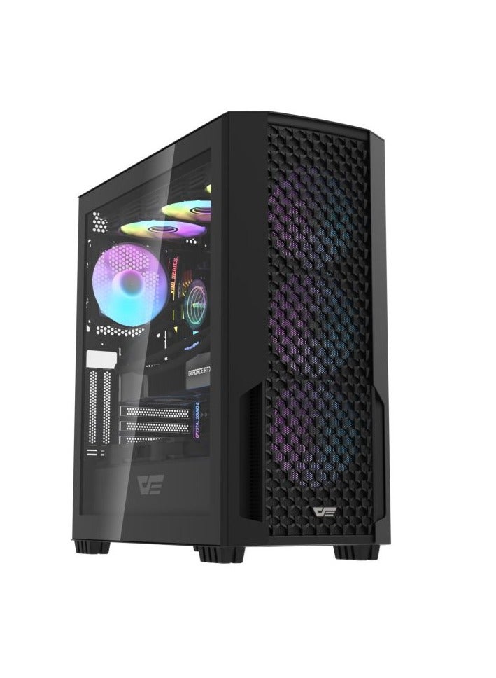 darkFlash DF2100 Mesh E-ATX, ATX, ITX, M-ATX, Gaming PC Case, Pre Installed 4 ARGB Fans, Tempered Glass Panels and, 9 GPU PCI Slots, Compatible with 360mm Radiator, USB 3.0, Computer Case