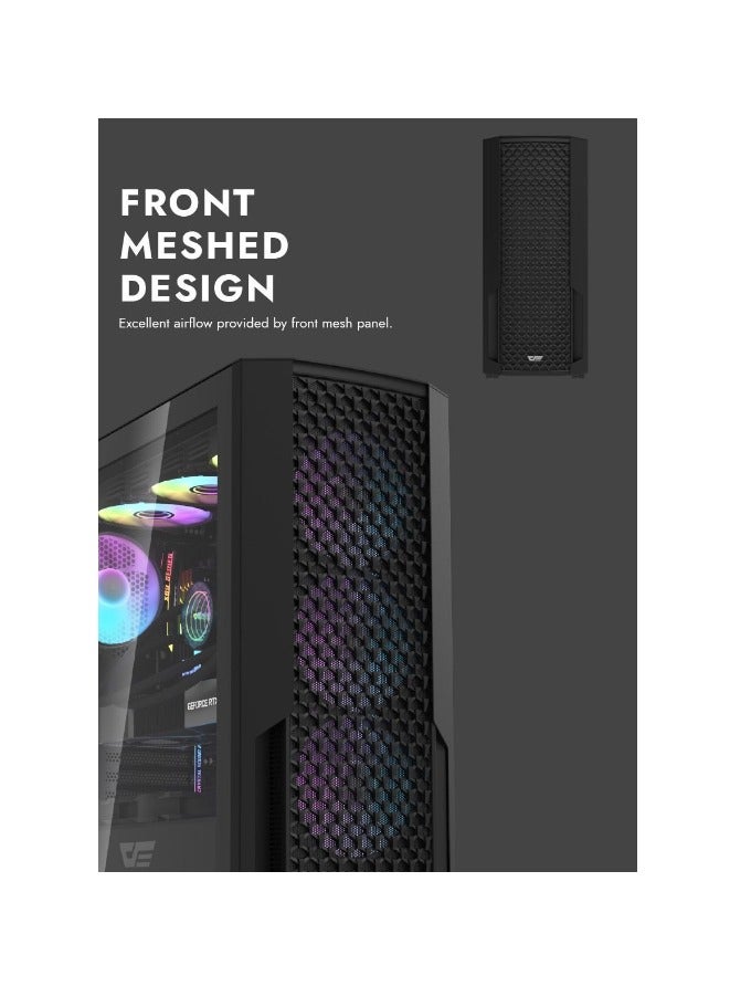 darkFlash DF2100 Mesh E-ATX, ATX, ITX, M-ATX, Gaming PC Case, Pre Installed 4 ARGB Fans, Tempered Glass Panels and, 9 GPU PCI Slots, Compatible with 360mm Radiator, USB 3.0, Computer Case