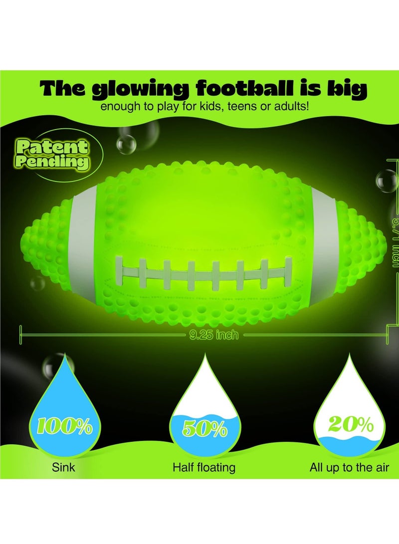 Glow in The Dark Football, 9.25 inches Light Up Waterproof Soccer Ball,Pool Diving Toys For Underwater Games,Outdoor Soccer Beach Games and Water Sports Pool Accessories