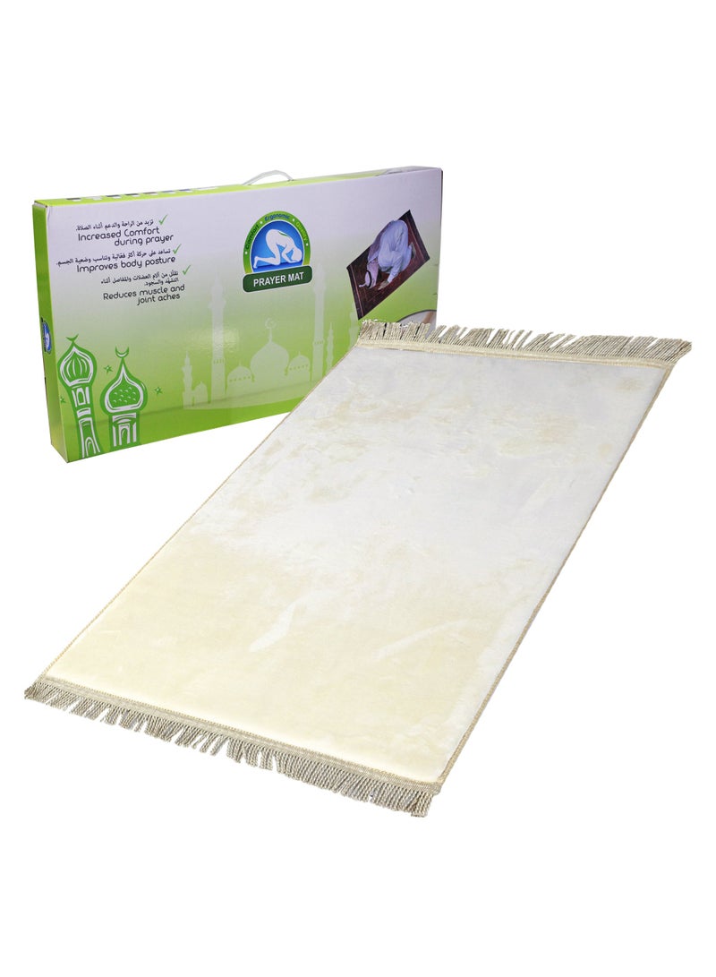 Memory foam prayer mat with a silky feel offwhite