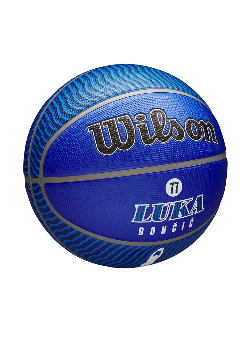 NBA Player Icon Outdoor Basketball - Luka - Size 7 for +12 years old and Adults - Blue/White