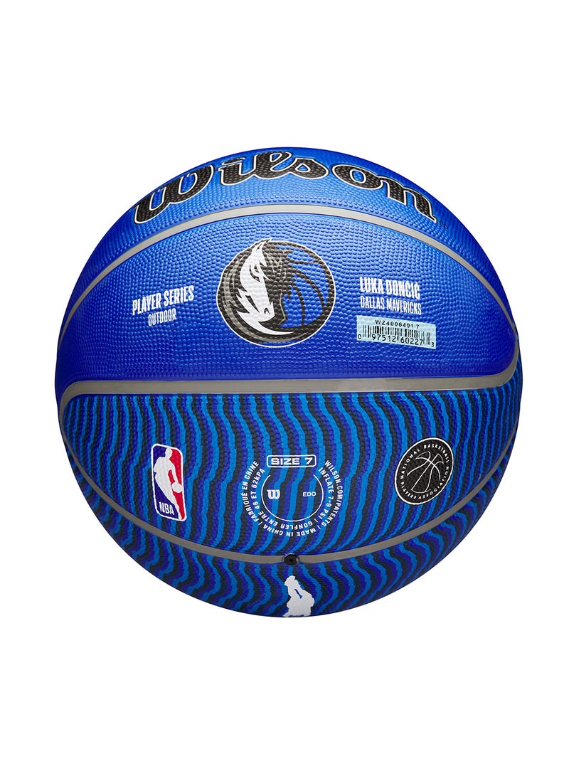 NBA Player Icon Outdoor Basketball - Luka - Size 7 for +12 years old and Adults - Blue/White