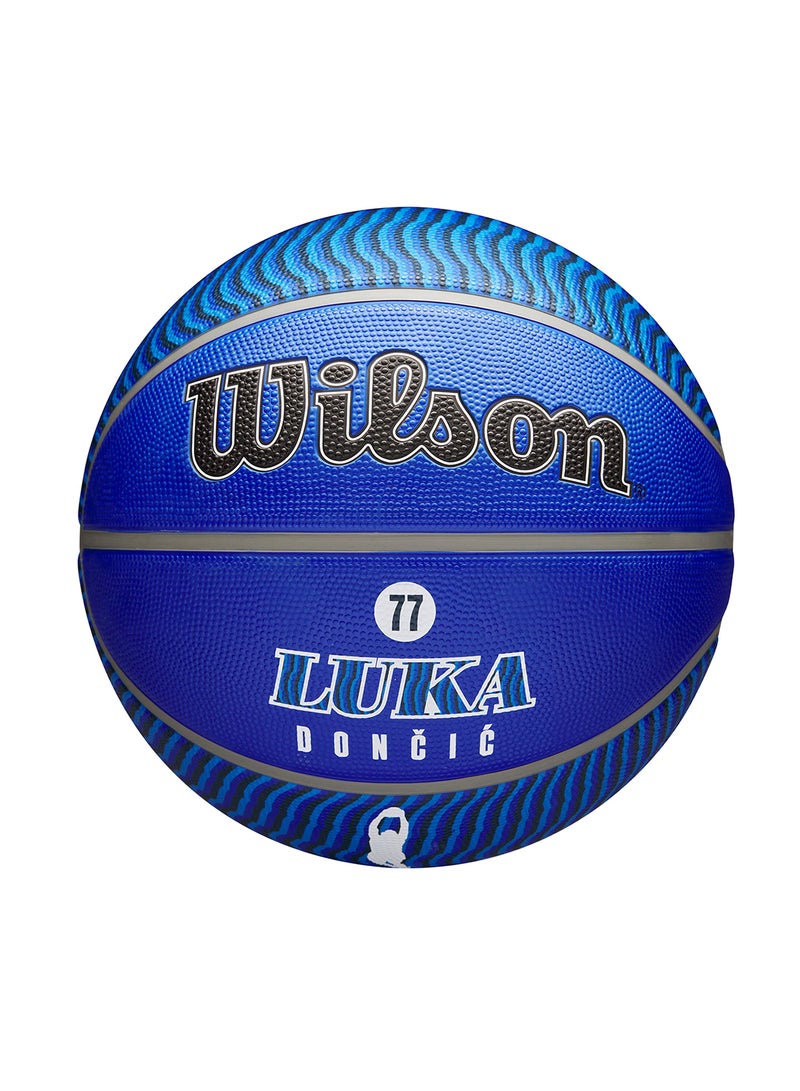 NBA Player Icon Outdoor Basketball - Luka - Size 7 for +12 years old and Adults - Blue/White