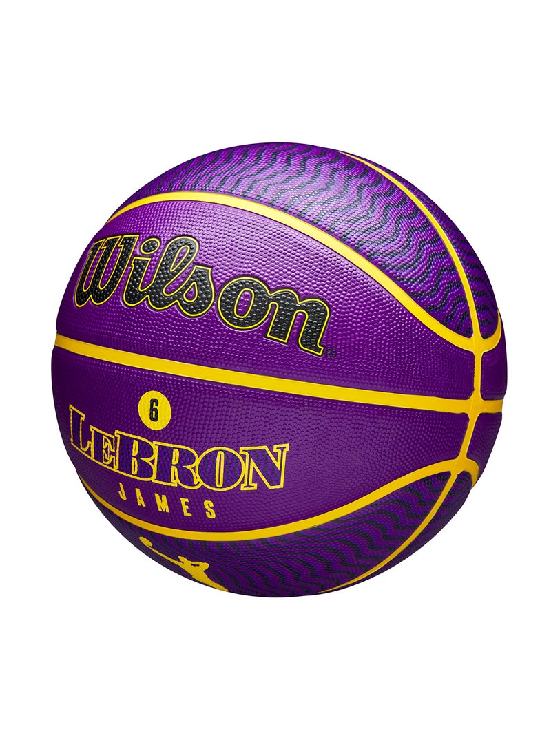 NBA Player Icon Outdoor Basketball - Lebron - Size 7 for +12 years old and Adults - Purple/Yellow