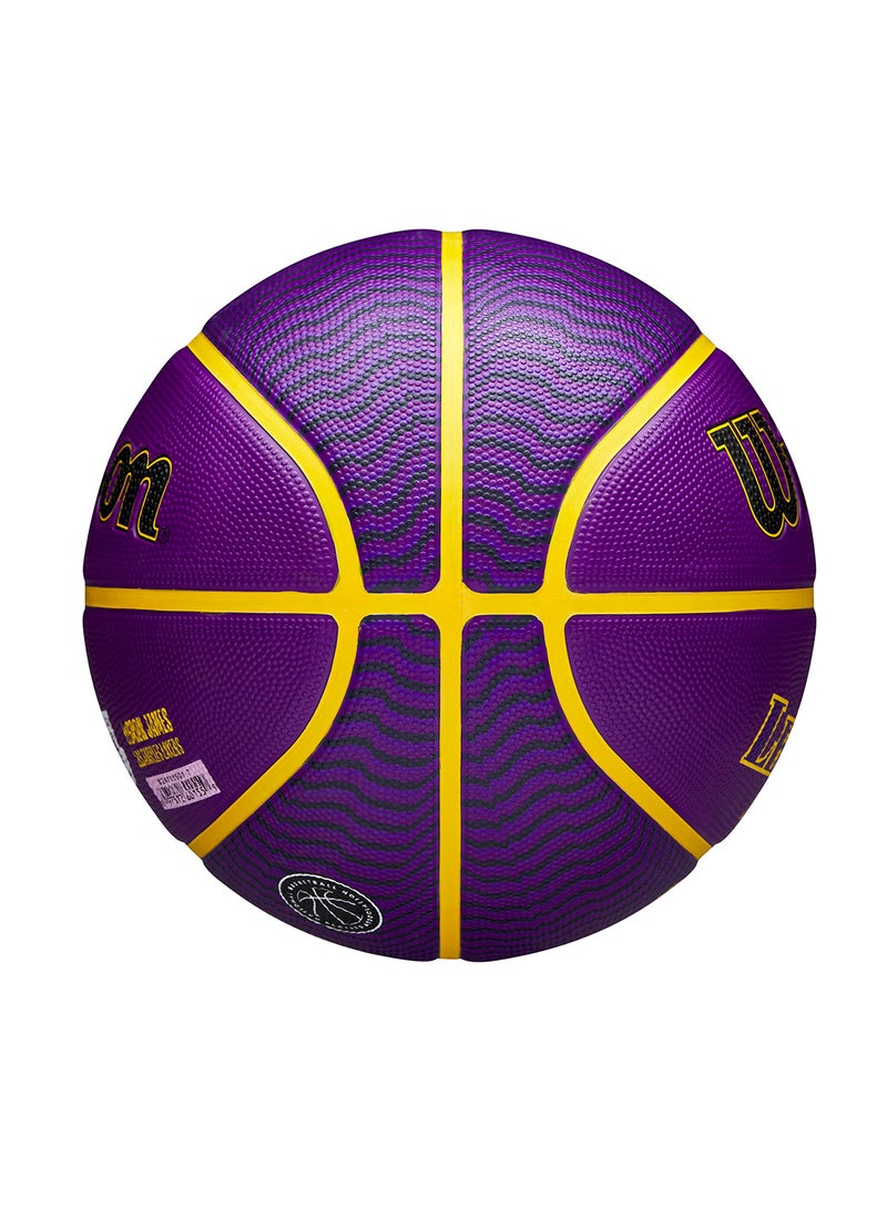 NBA Player Icon Outdoor Basketball - Lebron - Size 7 for +12 years old and Adults - Purple/Yellow
