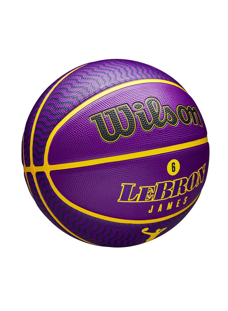 NBA Player Icon Outdoor Basketball - Lebron - Size 7 for +12 years old and Adults - Purple/Yellow
