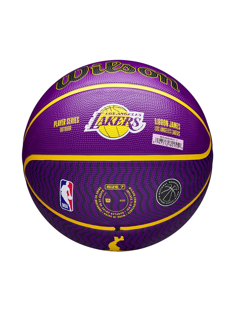 NBA Player Icon Outdoor Basketball - Lebron - Size 7 for +12 years old and Adults - Purple/Yellow