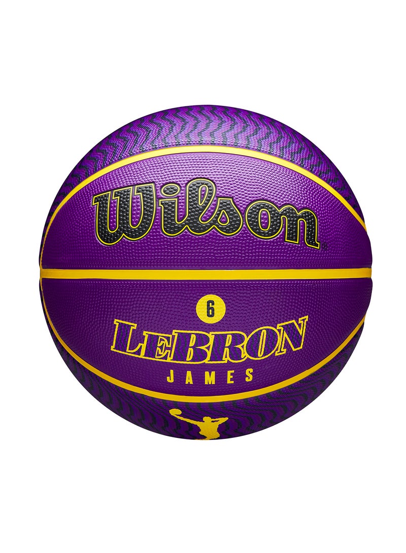 NBA Player Icon Outdoor Basketball - Lebron - Size 7 for +12 years old and Adults - Purple/Yellow