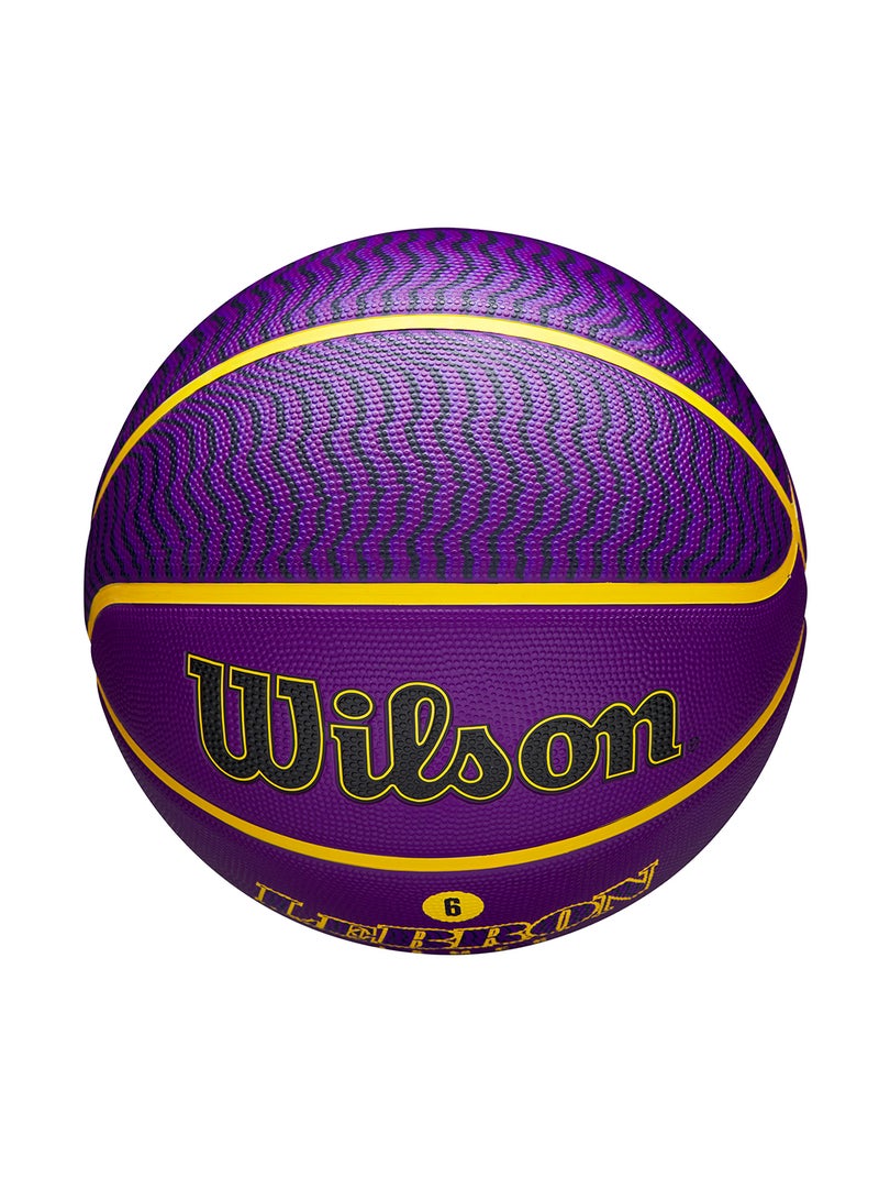 NBA Player Icon Outdoor Basketball - Lebron - Size 7 for +12 years old and Adults - Purple/Yellow