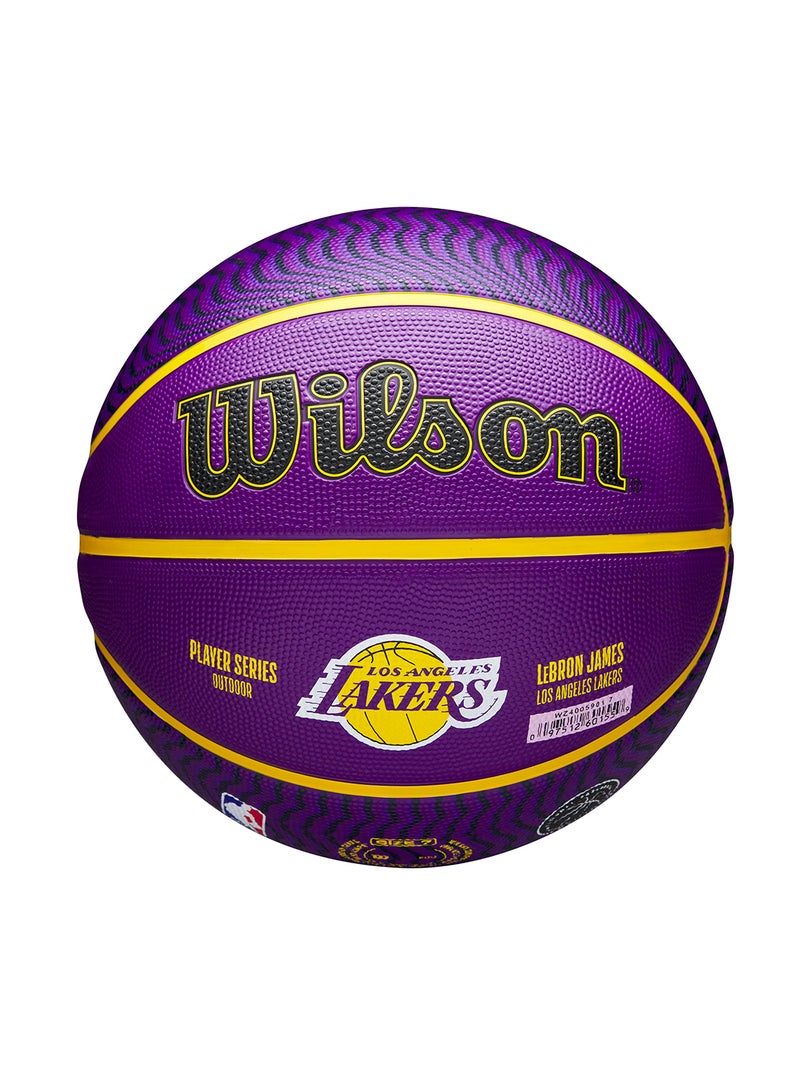 NBA Player Icon Outdoor Basketball - Lebron - Size 7 for +12 years old and Adults - Purple/Yellow