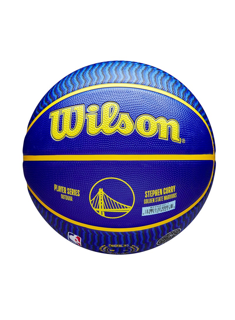 NBA Player Icon Outdoor Basketball - Curry - Size 7 for +12 years old and Adults - Blue/Yellow