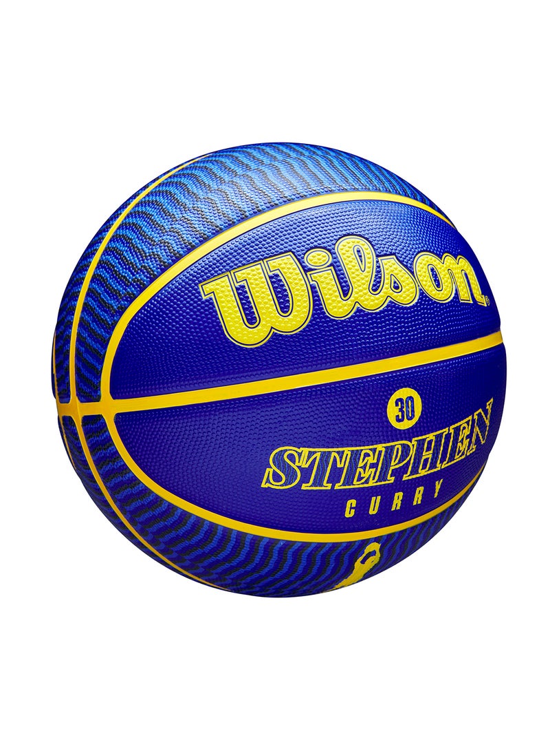 NBA Player Icon Outdoor Basketball - Curry - Size 7 for +12 years old and Adults - Blue/Yellow