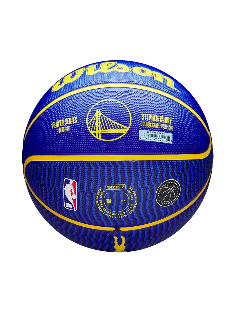 NBA Player Icon Outdoor Basketball - Curry - Size 7 for +12 years old and Adults - Blue/Yellow